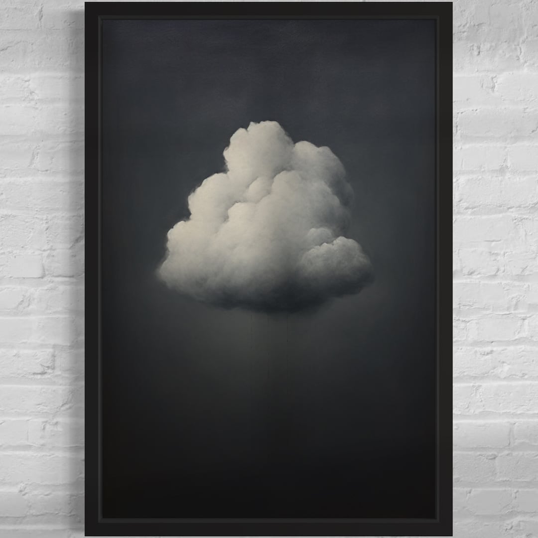 Lonely Cloud Gray Cloud Art Gray Modern Wall Art Abstract Cloud Art