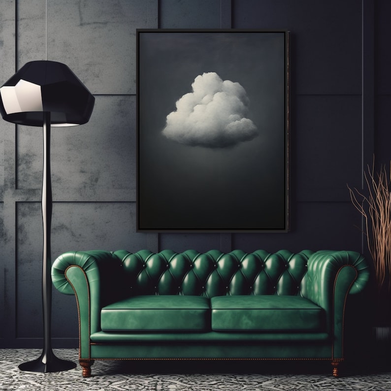 Lonely Cloud Gray Cloud Art Gray Modern Wall Art Abstract Cloud Art