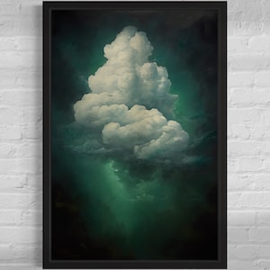 Green Cloud Wall Art - Cloud Wall Art | Cloud Art | Cloud Wall Decor | Cloud Art Print | Cloud Painting | Cloud Canvas Print