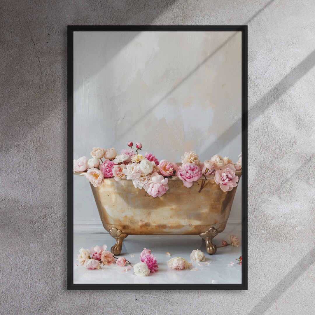 Clawfoot Peonies Victorian Bathroom Wall Art Bathroom Wall Decor
