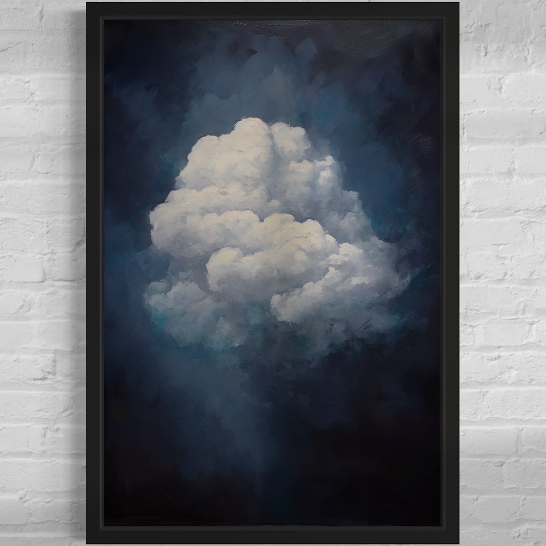 Lonely Cloud Wall Art Cloud Wall Decor Cloud Art Print Blue Modern Art