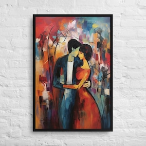 Prismatic Unity - Abstract Couple in Love - Romantic Painting | Couples Wall Art | Anniversary Art Gift | Romantic Couple Art | Lovers Art