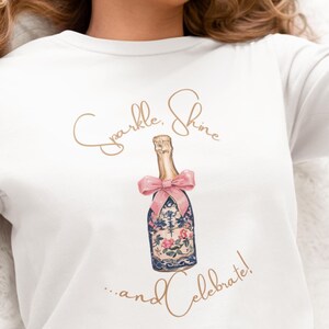 festive champaign design shirt Sparkle Shine and Celebrate long sleeve holiday t-shirt