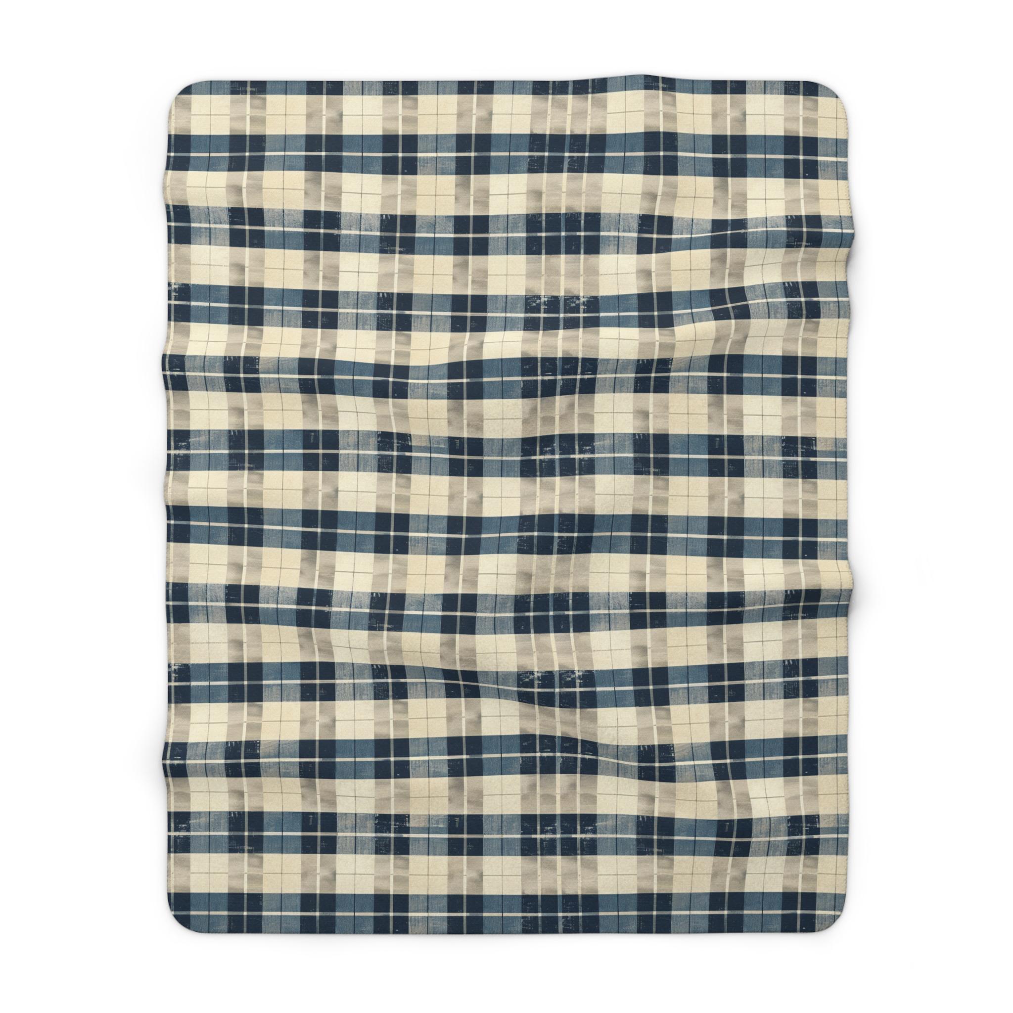Peach Grey Plaid Sherpa Blanket Soft Cozy