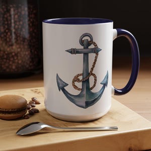 Ocean Inspired Anchor Mug for Nautical Enthusiasts Vintage Boat Anchor Cup Coastal Decor Gift Idea for Boating Enthusiast Nautical Drinkware