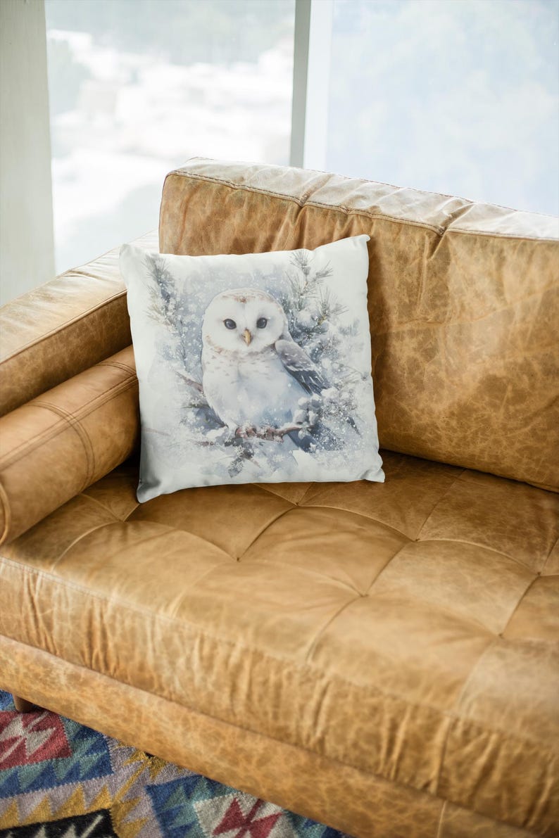 Cuscino Divano Retrò Gufo In Lino Di Cotone – Federa 45x45 Cm – Arredamento Living