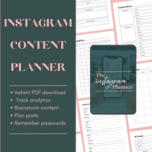 Digital Instagram Content Planner | Social media content planner for small businesses, content creator planner, content calendar digital