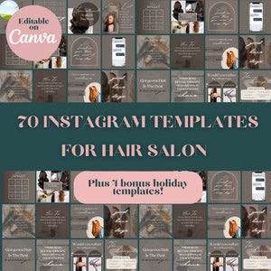 Content for hair salon | Instagram templates | Neutral aesthetic instagram templates for hairdressers | Pre-written content for hairdressers