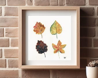 Original Watercolor Autumn Leaves