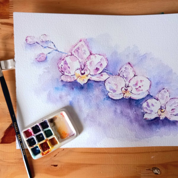 Douceur d'orchidée aquarelle originale