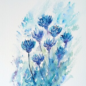 Peinture aquarelle originale bleuets des montagnes