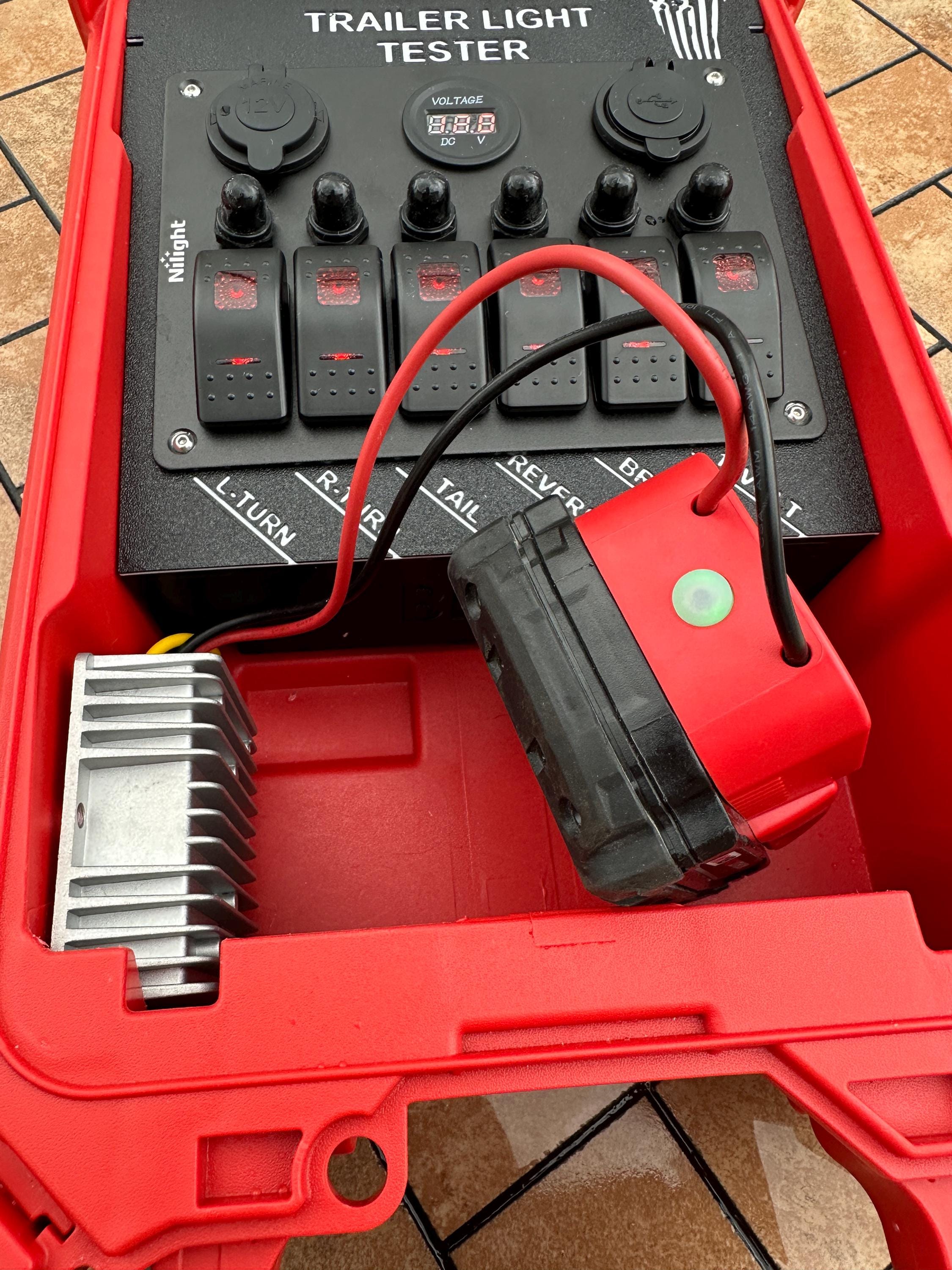 Trailer Light Tester for Milwaukee M18 Battery, 7 Pin Trailer Light Tester, Milwaukee PACKOUT ...