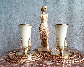 1 pair of enchanting Art Deco table lamps original Art Deco table lamps brass lamps opal glass restored around 1930