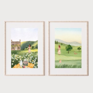wall art prints, gallery wall, digital downloads, watercolor,  Nursery Prints,  Nursery Wall Decor, wall prints, set of 2 prints