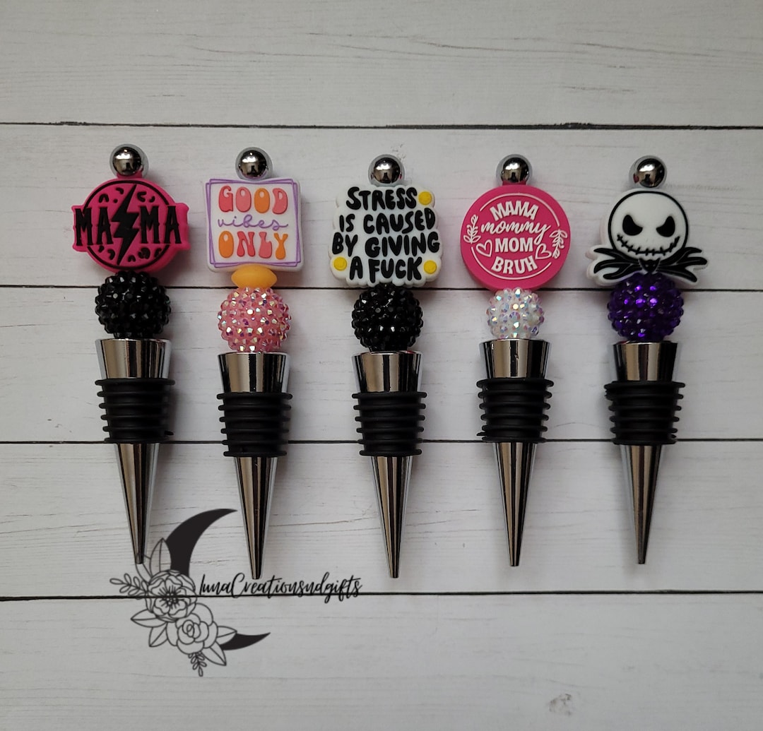 Beaded Wine Stopper Mama Wine Stopper Good Vibes Wine Stopper Jack