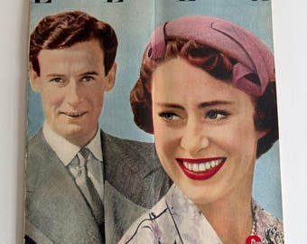 Vintage Elle magazine, August 1955, French fashion illustration, PAGES DETACHED