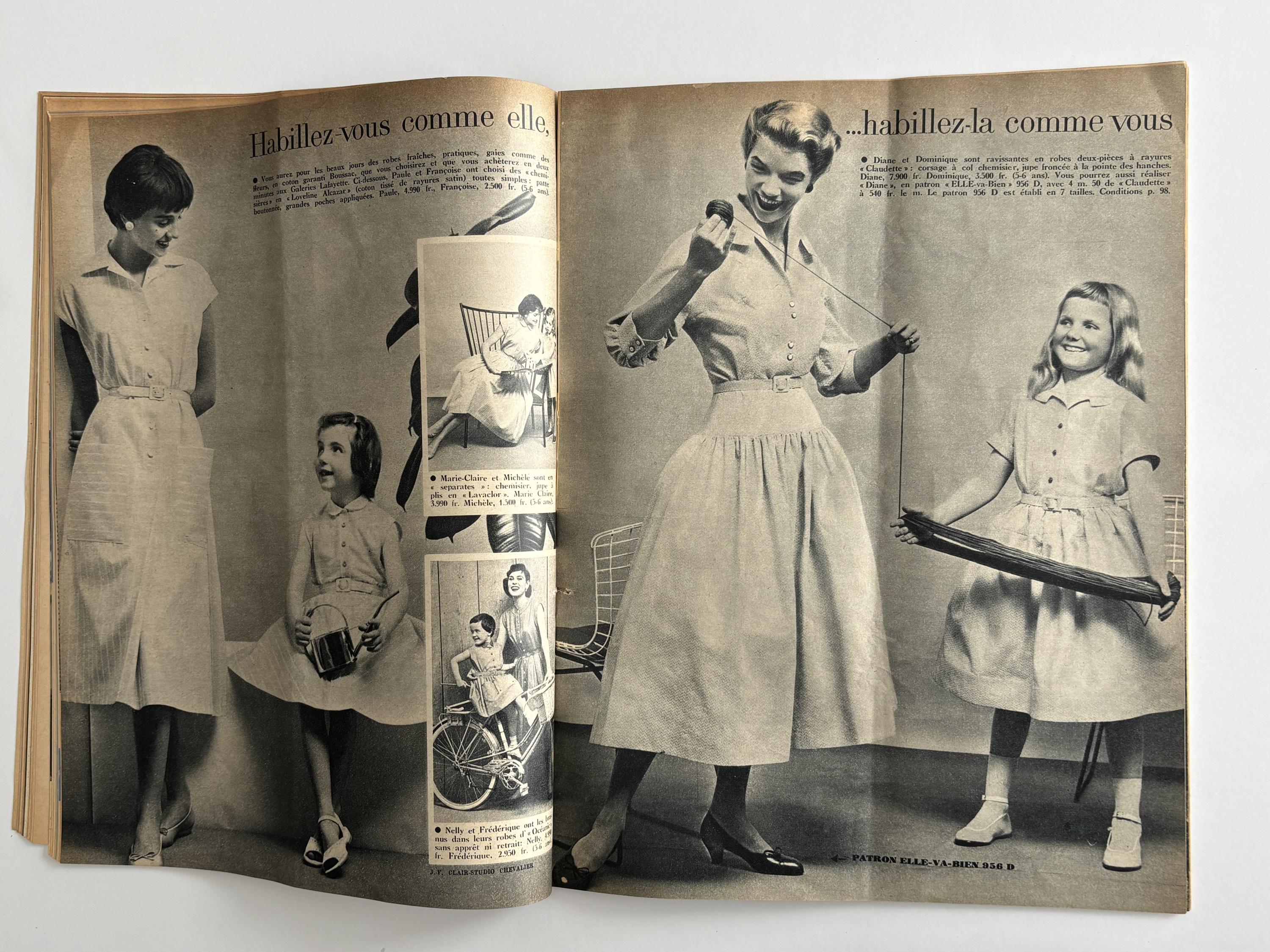 Vintage French ELLE Magazine, Fashion Illustration, April 1955