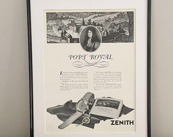 Vintage Zenith watch ad poster, 1956 Port Royal print, FRAME NOT INCLUDED