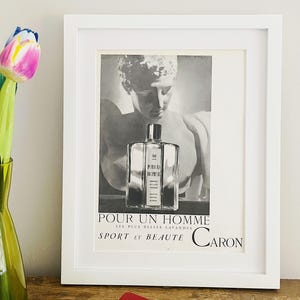 Vintage 1954 Caron French Perfume Ad Poster, home decor for perfume lover, original page 34 November 1954, FRAME NOT INCLUDED