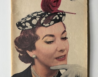 Revista francesa vintage de 1954, Mode & Travaux, collage en papel y scrapbooking, ilustración de moda, número de marzo.