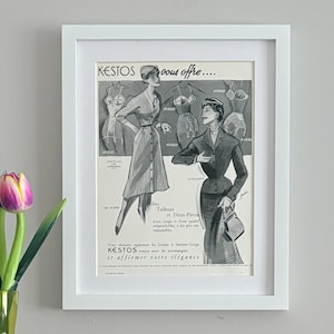 1954 Dessous Französische Werbung, Kestos Vintage-Poster für Glamour-Wohnkultur, Geschenk für Sie, Originalseite, OHNE RAHMEN