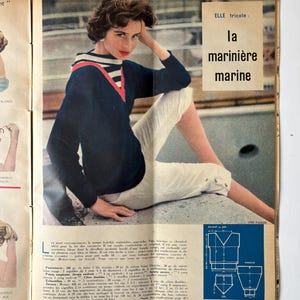 Vintage Elle magazine, August 1954, French fashion illustration, PAGES DETACHED image 8