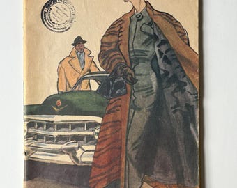Revista francesa vintage de 1954, Mode & Travaux, collage en papel y scrapbooking, ilustración de moda, número de enero.