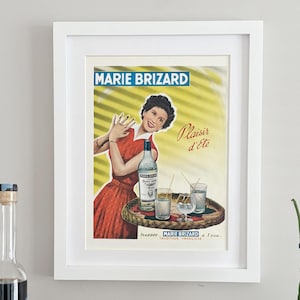 1954 französische Zeitschrift Marie Brizard Werbeplakat, Bar Wohnkultur für Cocktail-Liebhaber Geschenk, originale Alkoholanzeige, Rahmen nicht inbegriffen