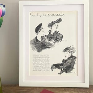 Old French magazine page, 1930s fashion illustration for vintage decor, 1935 original page, FRAME NOT INCLUDED