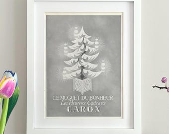 Anuncio de perfume Caron de 1954, póster vintage de revista francesa, MARCO NO INCLUIDO