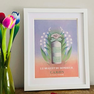 Vintage French poster, Caron perfume ad for home decor, gift for her or perfume lover, original 1954 page, FRAME NOT INCLUDED