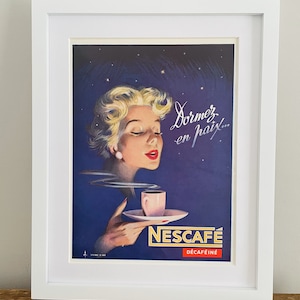 Vintage French ad coffee poster for country kitchen wall decor, gift for coffee lover, original page 9 July 1954, FRAME NOT INCLUDED
