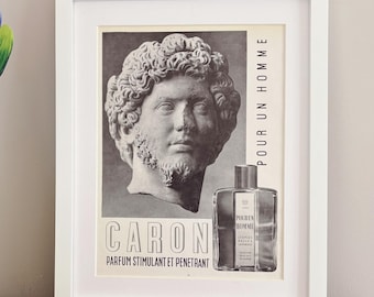 フランス　アンティーク　広告カレンダー　香水店 ヴィンテージ 1954 年 Caron フランス香水広告ポスター、香水愛好家の
