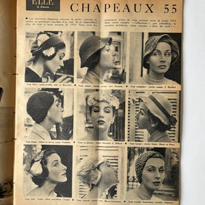 Vintage Elle magazine, August 1954, French fashion illustration, PAGES DETACHED image 3