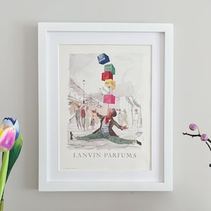 Anuncio francés de perfume Lanvin de 1954, póster vintage para decoración del hogar para amantes de los perfumes, página original 1 de octubre de 1954, MARCO NO INCLUIDO