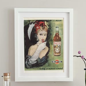 1953 Französisches Magazin Martini Werbeplakat, Bar Wohnkultur für Cocktail-Liebhaber Geschenk, originale Alkoholanzeige, RAHMEN NICHT ENTHALTEN