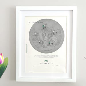 Mauboussin jewelry ad 1954, vintage French luxury brand decor, unique gift for her, original page magazine April 1954, FRAME NOT INCLUDED
