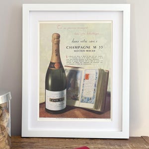 Vintage 1954 French Champagne ad poster, home bar decor, original page magazine October 1954, FRAME NOT INCLUDED