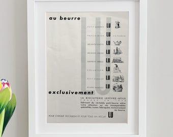 Vintage French Lu biscuit poster, 1935 retro kitchen wall art, FRAME NOT INCLUDED