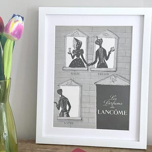 1954 Lancome perfume ad, French magazine vintage poster, FRAME NOT INCLUDED