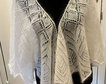 Lace silk and mohair knitted shawl