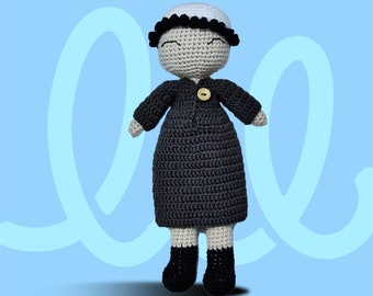 Ahmad by mylilmaryam crocheted doll in grey with or without lashes and removable thobe