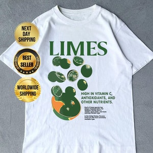 Limes Graphic Tee, Vegetables Shirt, Fruit Shirt, Lemon Shirt, Unisex Sweatshirt, Gift for Women and Men, Retro-Style Vintage Unisex T-Shirt