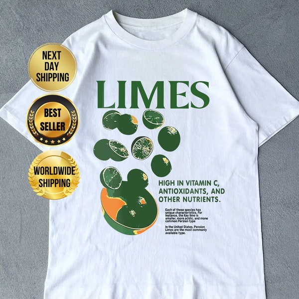 Limetten-Grafik-T-Shirt, Gemüse-Shirt, Obst-Shirt, Zitronen-Shirt, Unisex-Sweatshirt, Geschenk für Frauen und Männer, Retro-Stil Vintage Unisex-T-Shirt