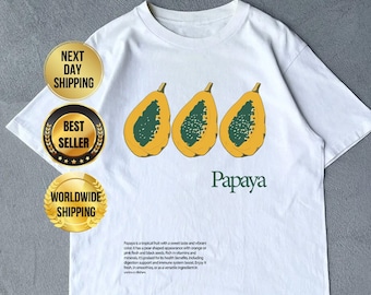 T-shirt unisexe vintage de style rétro - T-shirt graphique papaye, sweat-shirt unisexe, cadeau pour femme et homme, légumes, streetwear, coton de qualité supérieure