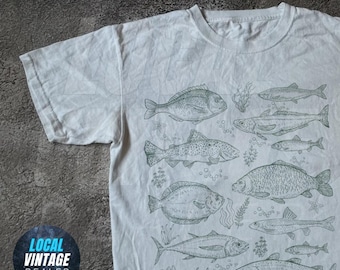 Vintage Fish Tattoo Style T-Shirt, Retro Fisherman Shirt for Men, Bass Fishing Tee, Ocean Shirt, Fisher Gift, Bass Lover Apparel