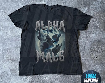 Camiseta de lobo alfa aullando, estilo retro de los años 90, estilo rap, memes de lobos emo, camiseta gráfica vintage, regalos divertidos, Wolf Sigma