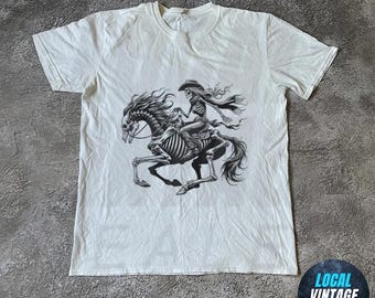 Cowboy Skeleton Shirt, Vintage Skeleton T-shirt, Funny Skull Graphic T-Shirt, Vintage Western Grunge Shirt, Edgy Alt Clothing Gift