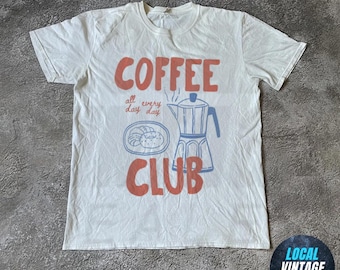 Camiseta de club de café, regalo para amantes del café, camiseta retro de café, camiseta de club de café, camiseta gourmet, camiseta estética, camiseta de moda
