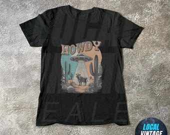 UFO Kuh Entführung Shirt, lustiges Vintage Retro Grafik Alien Tshirt, Unisex T-Shirt, Paranormal übergroßes ästhetisches UFO Tee